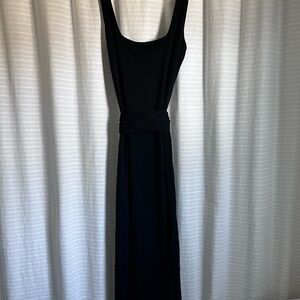 Vince Belted Square Neck Midi Dress